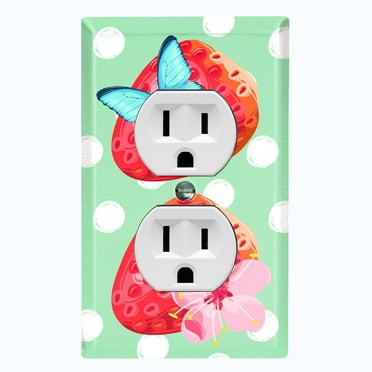 Metal Light Switch Plate Cover Floral Strawberry Butterfly Green Polka Dots FUT007
