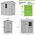 thumbnail image 5 of 4x6 FT Outdoor Storage Shed,Resin Storage Shed with Floor, Window, Vent, Rainwater Drainage & Lockable Door - All-Weather Garden House for Backyard, Garden,Poolside,Bike,Lawn Mower,Patio Furniture, 5 of 8