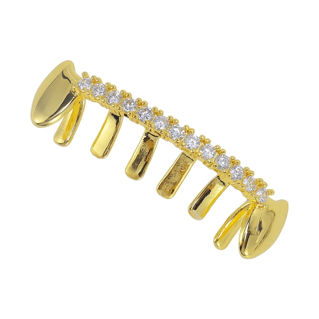 Unique Bargains 1 Pc Fake Grills Hip Hop Rhinestones Teeth Grillz Gold Tone