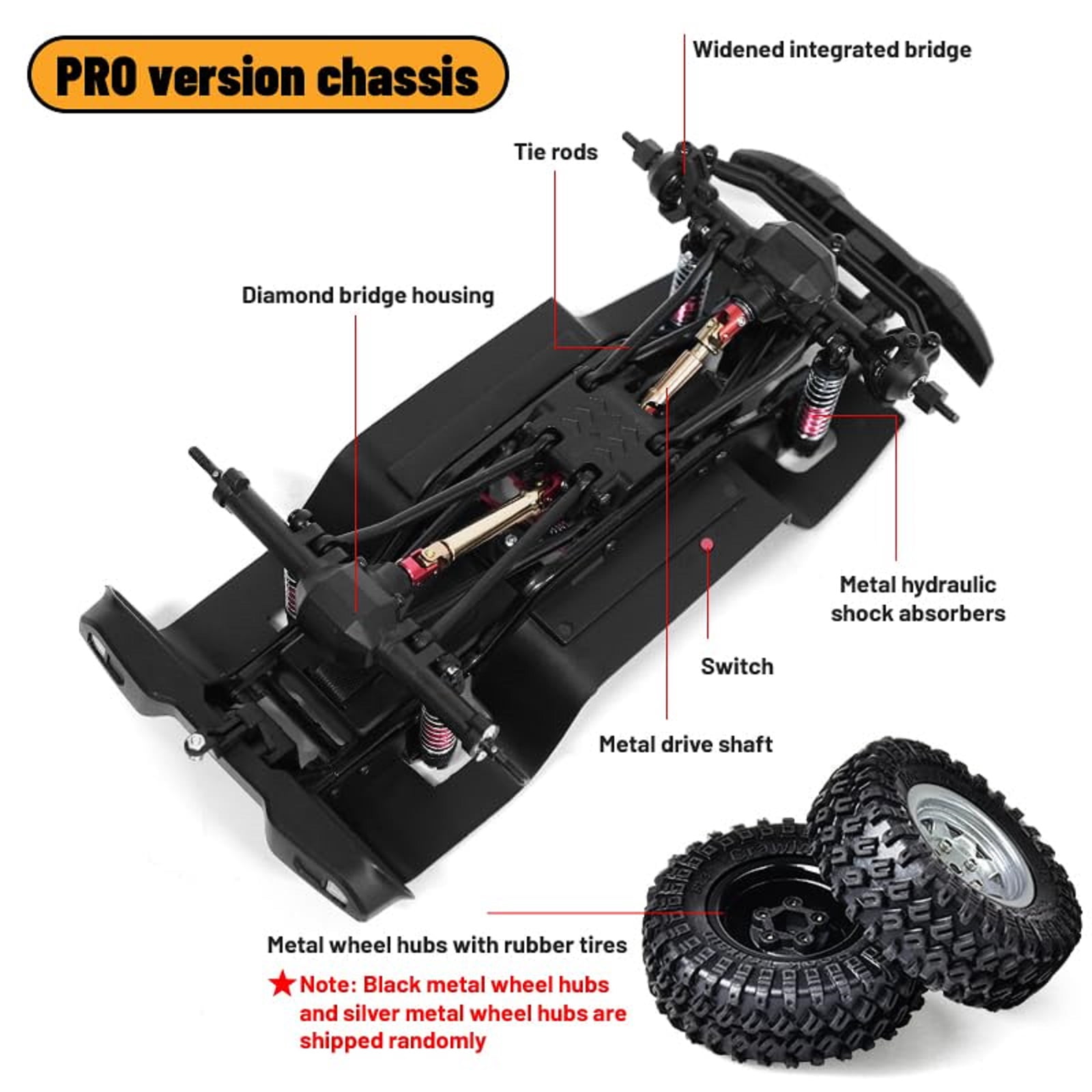 C8801 Pro RC Crawler 4WD RC Truck with 2 Batteries, 1:18 Scale Remote Control Truck, 2.4GHz Electric Vehicle with LED Light for Adults