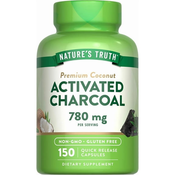 Activated Charcoal 780mg | 150 Capsules | Value Size | Non-GMO and Gluten Free | by Nature's Truth