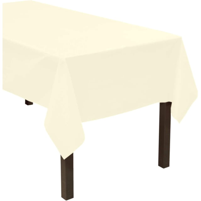 Party Essentials Heavy Duty Plastic Table Cover, 54 x 108, Ivory