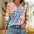 thumbnail image 7 of cocolona Womens Summer V Neck 3/4 Sleeve Tops Dressy Casual Blouses Fashion Casual Loose Cute Print T-shirts Trendy Tops 2025, 7 of 7