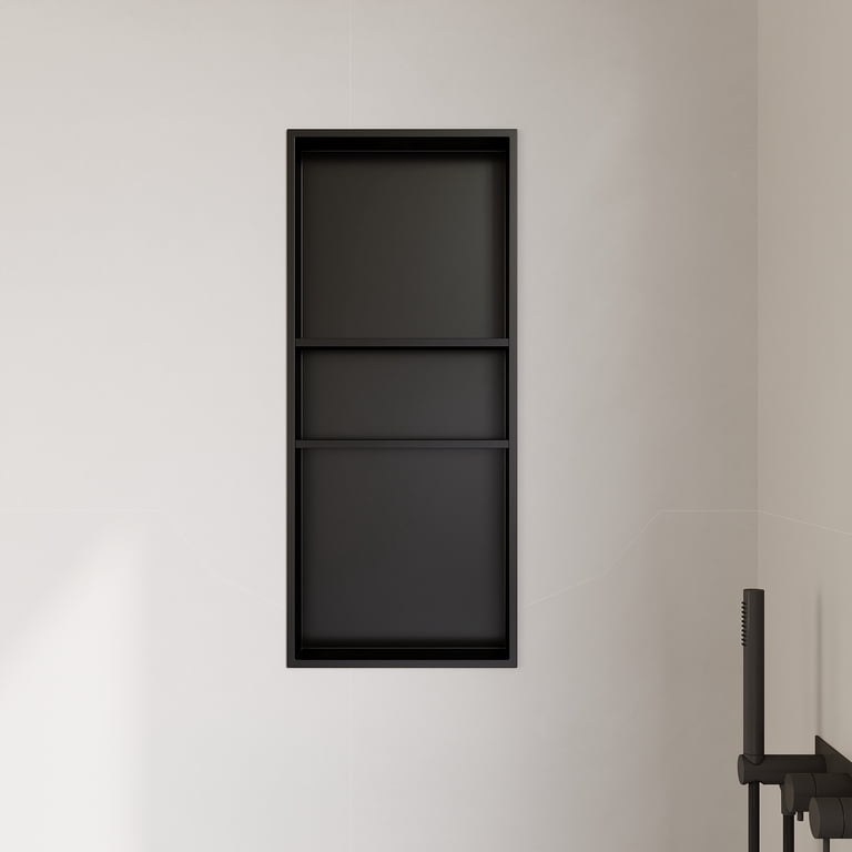 37” X 13” Shower Niche Insert – Black Stainless Steel Wall Niche, No Tile Needed, Over-Mount Installation For Bath Or Living Room