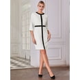 thumbnail image 3 of DARING DIVA Work Sheath Contrast Color Pencil Dress S White Black, 3 of 6