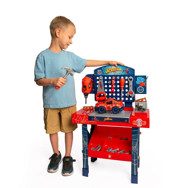 World Tech Toys 84 Pieces Spider-Man Tool Bench Playset with Take