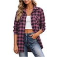 thumbnail image 2 of Jovrlynd Womens Flannel Shirt Plaid Button Down Collared Long Sleeve Fall Shirt Shacket with Pockets, S-2XL, 2 of 8