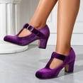 thumbnail image 6 of Mary Jane Shoes Women,Elegant Heels Retro T Bar Strap Ankle Round Toe Dress Mary Jane Shoes for Retro Events,Mary Jane Pumps,01 Purple,8.5, 6 of 9