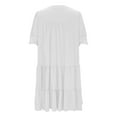 thumbnail image 5 of Oplxuo Tiered Ruffle Dress Women Summer Loose 3/4 Sleeve A Line Mini Dress Pleated V Neck Baby Doll Dresses with Pockets, 5 of 7