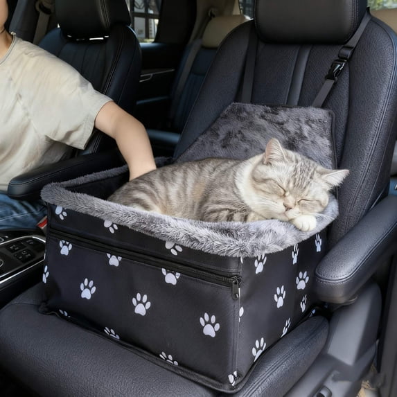 KOYPTL Car Booster Seat Carrier for Dogs Cats,Portable Foldable Carrier with Seat Belt,Breathable Thicken Winter Spring Travel Bag,Support Pipe for Anti-Collapse,Perfect for Pets Small Medium Size