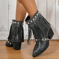 thumbnail image 7 of SACFOF Women's Fringe Cowboy Boots with Studded Chunky Heels Mid Calf Western Cowgirl Boots Perfect for Country Music Festivals, 7 of 7