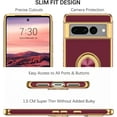 thumbnail image 2 of Pixel 7 Pro Case, Pixel 7 Pro Case with 360° Ring Holder Kickstand Magnetic Car Mount Support Shockproof Anti-Slip Protective Electroplated Case for Google Pixel 7 Pro 6.7'', Wine Red., 2 of 17