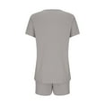 thumbnail image 3 of FAIWAD Pajamas for Women Short Sleeve V-Neck Top and Shorts Button Up Sleepwear with Pockets Girls Home Loungewear Sets, 3 of 7