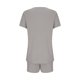 thumbnail image 4 of Pijama de cuello redondo y manga corta con estampado informal de moda para mujer con pantalones para el hogar Conjunto de top y pantalones de poliéster para mujer, 4 of 7