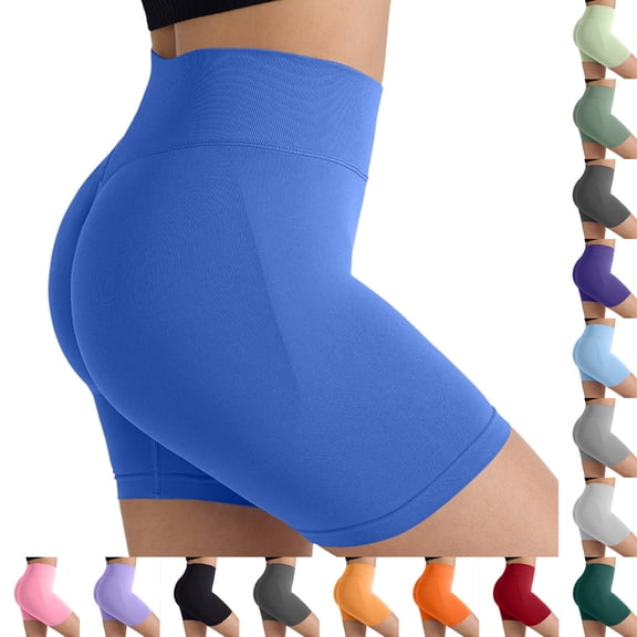 WULMLEO ButterLuxe Biker Shorts 6" - High Waisted Workout Running Volleyball Spandex Yoga Womens Blue S