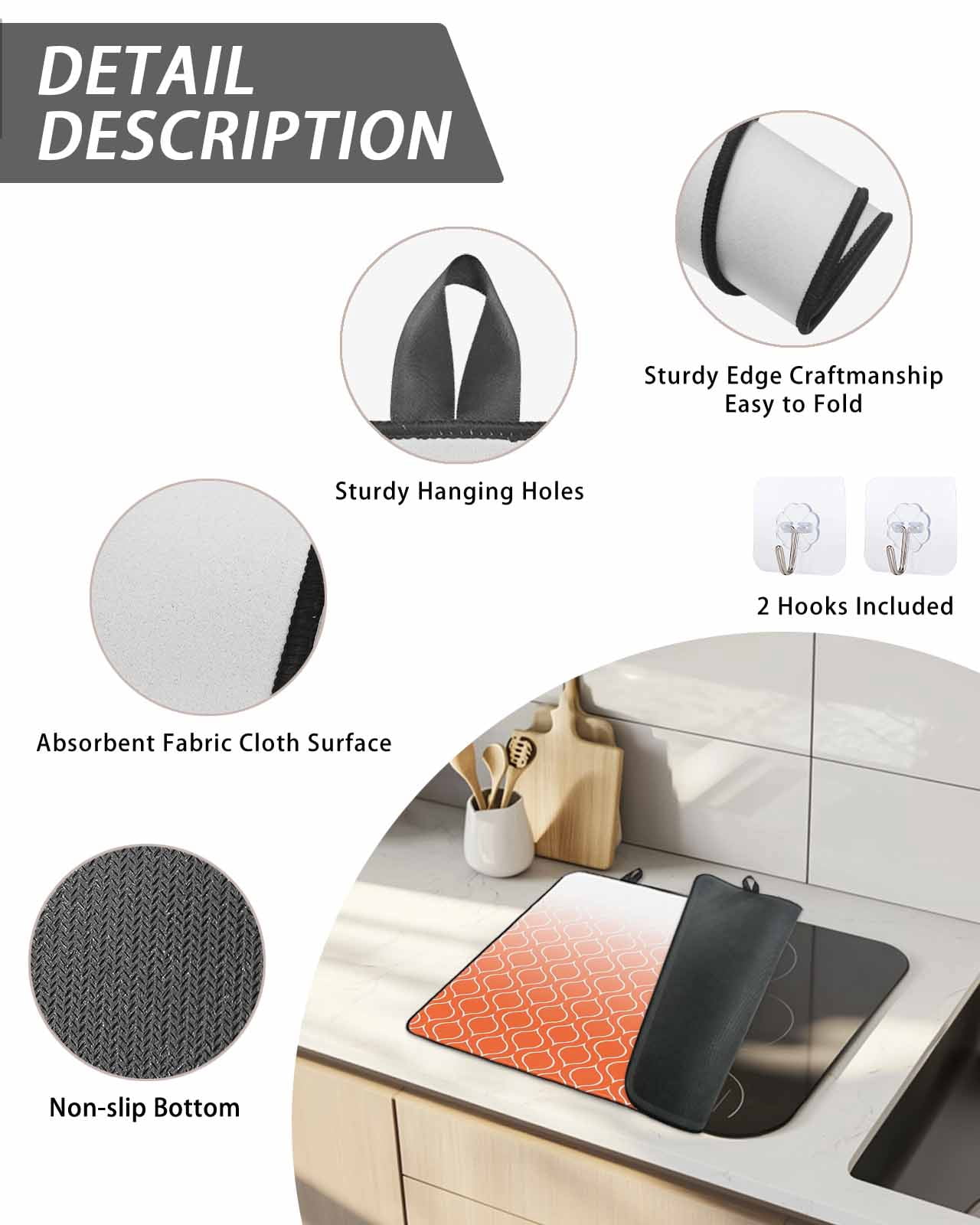 Stove Top Covers for Electric Stove, Morocco Orange Glass Stovetop Cover Protector, Modern Geometric Gradient Simple Induction Cooktop Protector Oven Mat for Kitchen Countertop 24"x21"