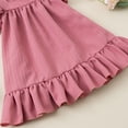thumbnail image 4 of JDQJBZ Toddler Girl Ruffle Sleeve Dress Solid Color Bow Full Skirt Princess Party Wear, 4 of 5