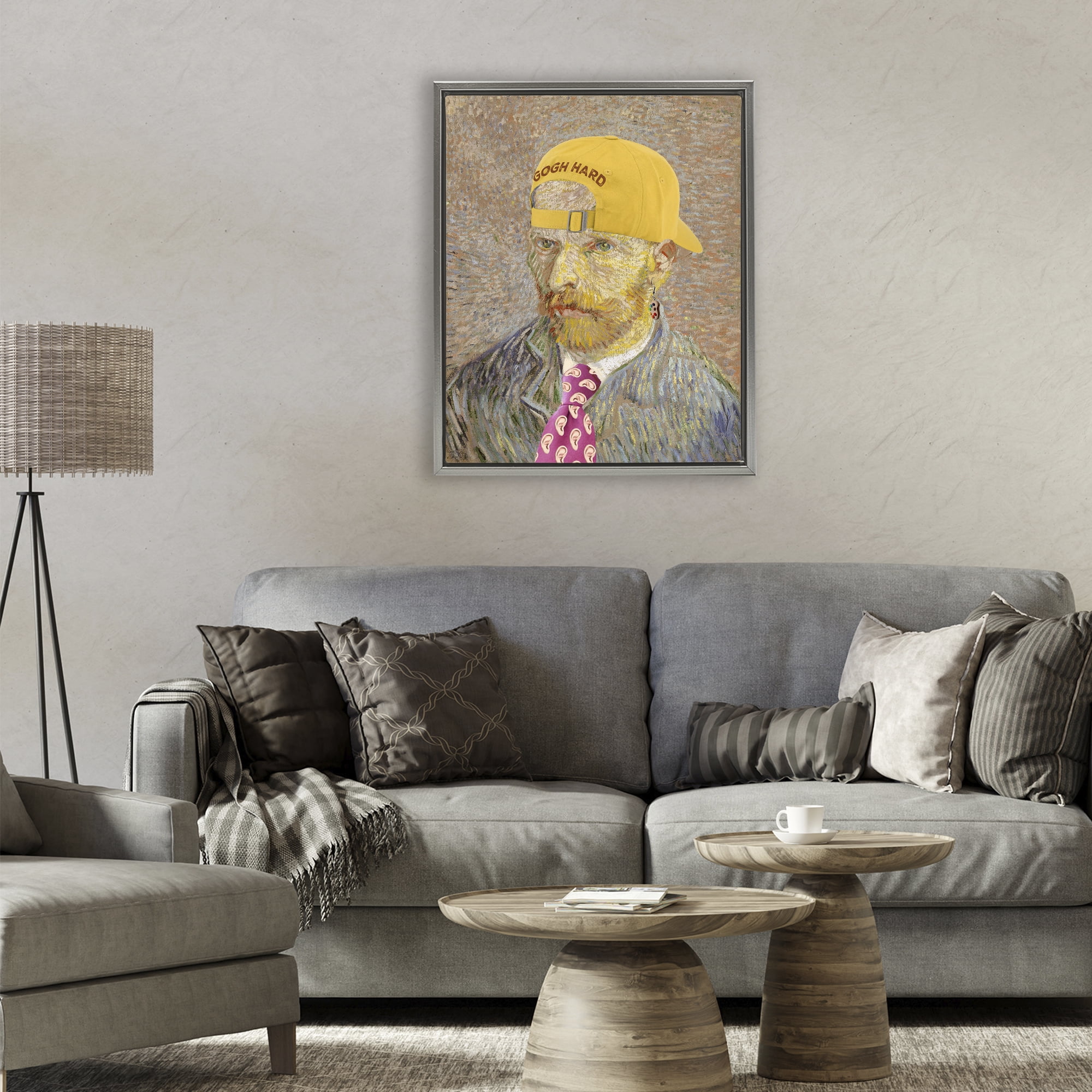 Van Gogh in Yellow hat Gray Framed Floater Canvas Wall Art, design by Masters Redux