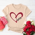 thumbnail image 2 of RKSTN Hauts de la Saint-Valentin pour Femmes 2024 Printemps Été Imprimé Cœur d'Amour Col Rond Manches Courtes Hauts de la Saint-Valentin Couleur Unie Décontracté Coupe Ample Blouse Hauts, 2 of 4