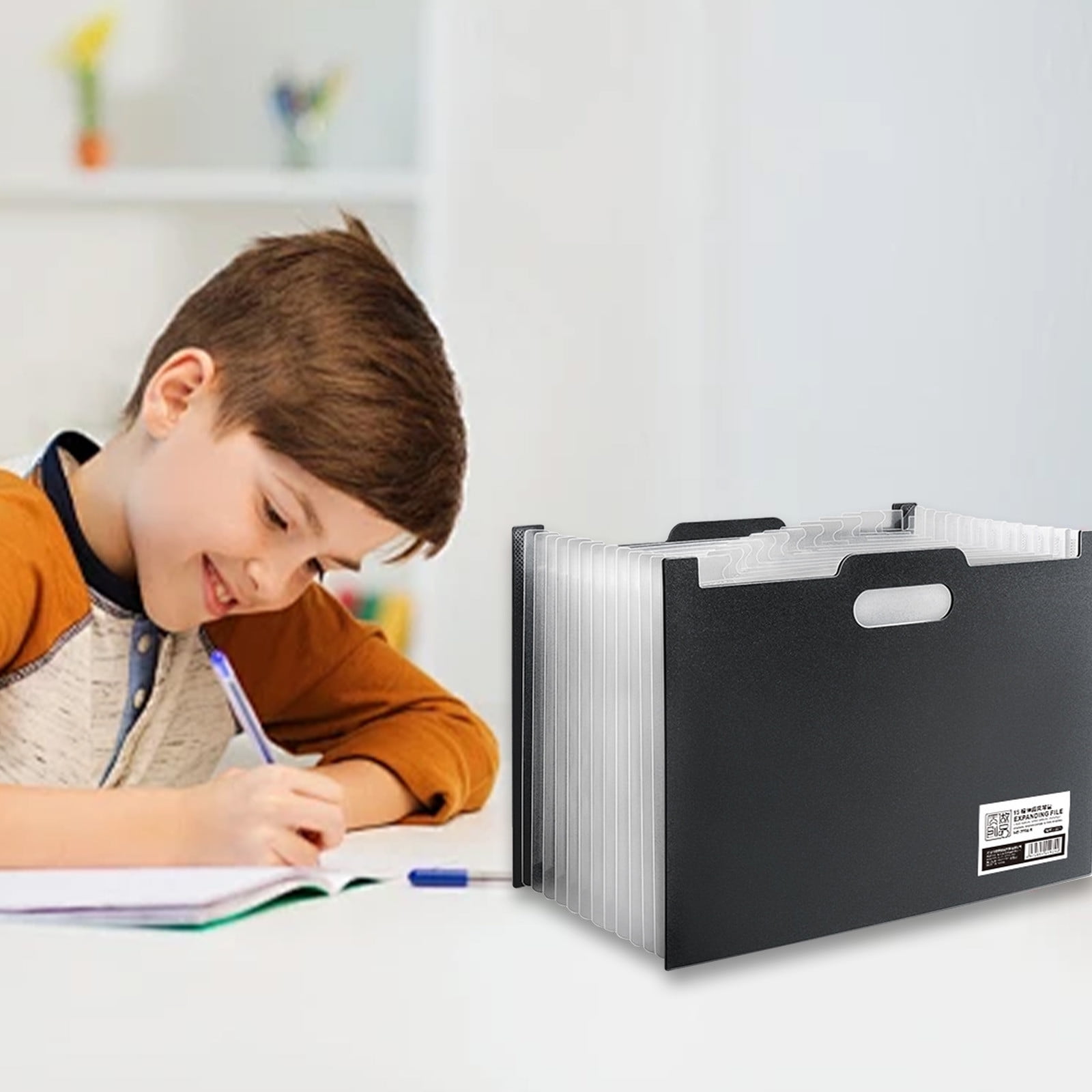 Needhep Multi-Functional Accordian File Organizer, 12 Pockets Expanding File Folders, Portable Monthly Bill Receipt Organizer, Colorful Tabs, Letter/A4 Size for School, Home and Office(Black)