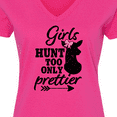 thumbnail image 4 of Inktastic Hunting Girls Hunt Too Only Prettier with Doe and Arrow Women's V-Neck T-Shirt, 4 of 5