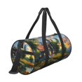 thumbnail image 3 of Fotbe Cozy Cottage Lakeside Sunset Pattern Foldable Sports Gym Bag with Wet Dry Pocket, Ultralight Travel Bag, Large Capacity Duffel Bag, Splash Proof Carry on Bag, Overnight Bag, Weekender Bag, 3 of 8