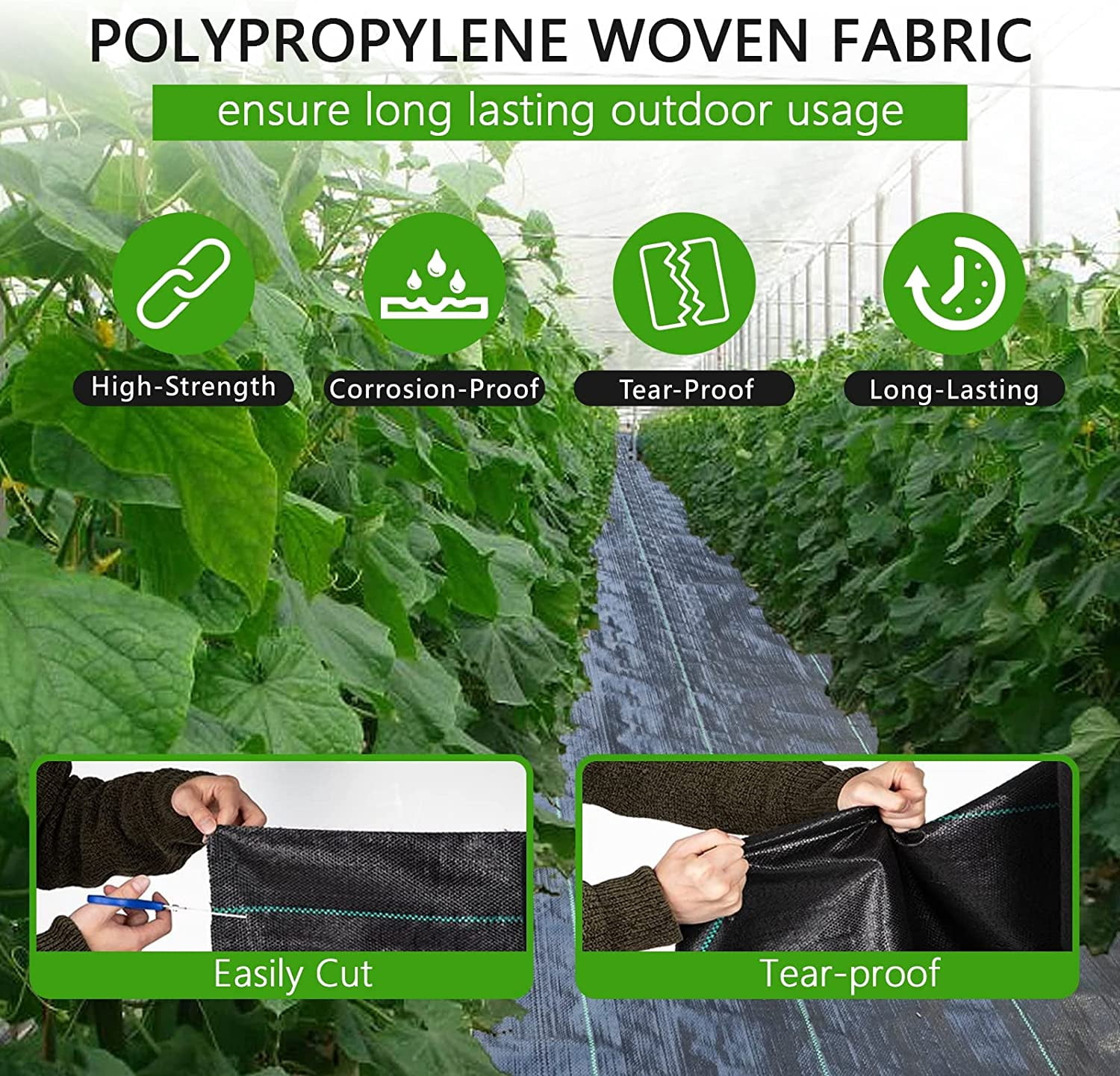 6ft x 300ft Heavy Duty Woven Weed Barrier Landscape Fabric, 3.5oz Ground Cover, 1800 Sq Ft Geotextile Cloth for Gardening, Driveway, French Drain - UV Resistant