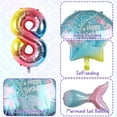 thumbnail image 4 of Mermaid 8th Birthday Decorations - 8Pcs Rainbow Number 8 Balloon, Large Helium Foil Tail Balloon, Seashell Balloons for Party Supplies, 4 of 15