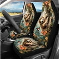 thumbnail image 2 of HUIACONG Cute Sloth Car Seat Covers Full Set with Steering Wheel Cover Coasters Center Console Cover Seat Belt Pads Headrest Cover Key Chain 14 Pcs Universal Car Accessories Interior, 2 of 8