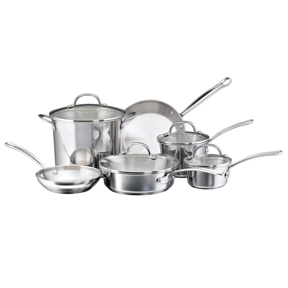 Farberware Millennium Stainless Steel Cookware Set, 10Piece, Silver