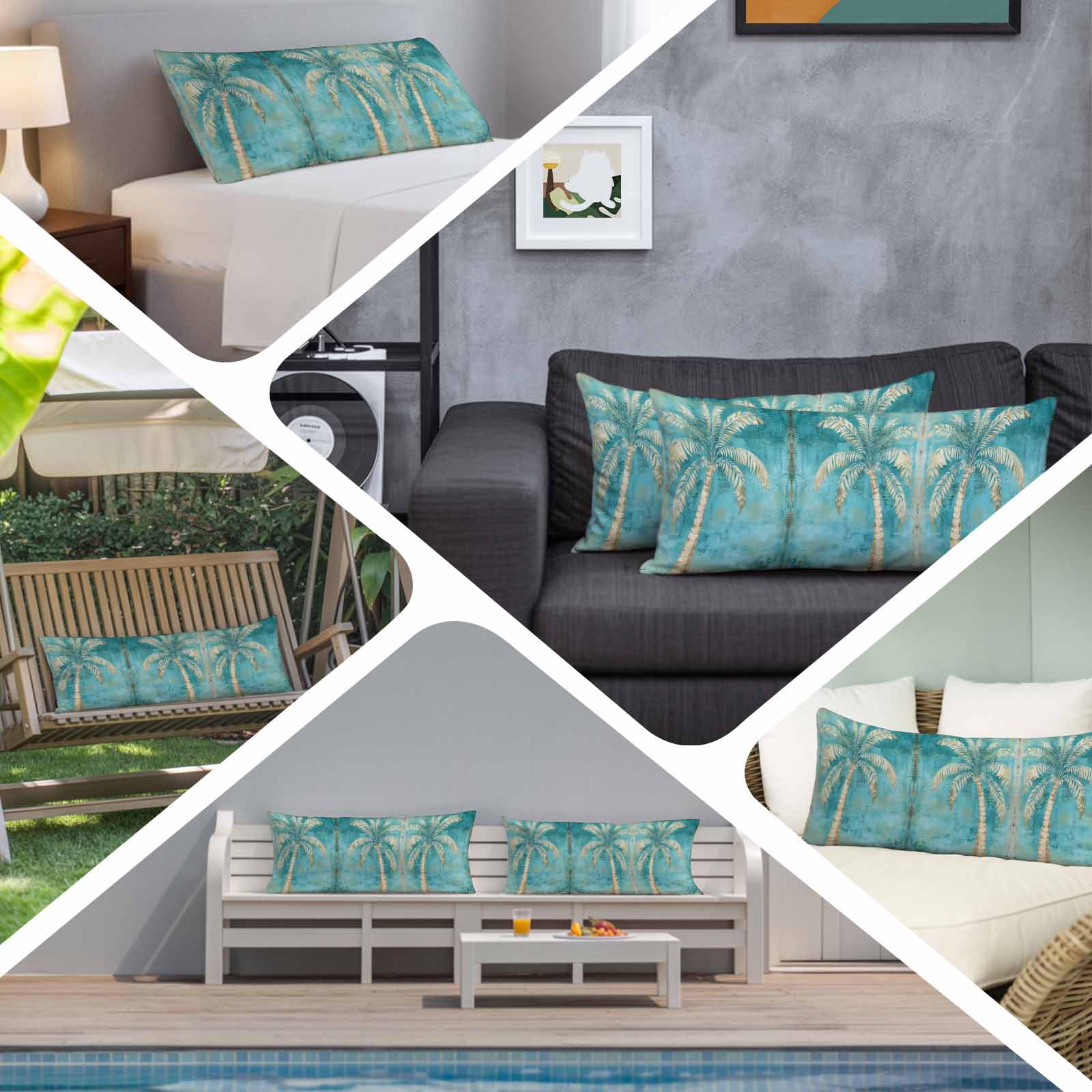Green Tree Coastal Beach Body Pillow Cover, Pillowcase Protectors with Zipper, Breathable Decorative Throw Pillow Case Cover, Vintage Tropical Plant Pillow Shams for Couch Sofa 20x60Inch
