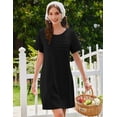 thumbnail image 3 of EKOUAER Cotton Nightgowns for Women Short Sleeve Sleep Shirts Pleated Night Shirts Soft Crew Neck Night Gown, 3 of 6