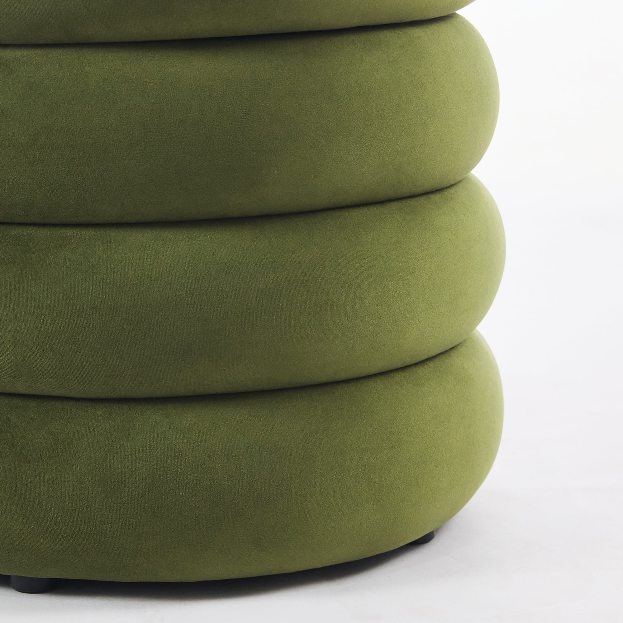 Zesthouse 19.5" Wide Round Storage Ottoman, Velvet Tufted Ottoman Footstool for Living Room Bedroom, Green