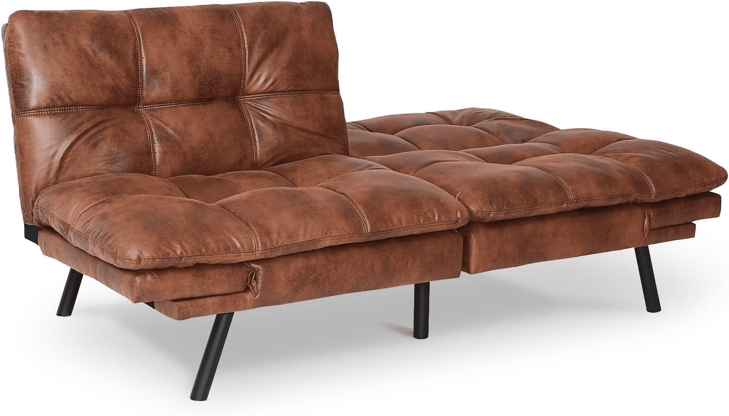 Convertible Armless Futon Sofa Bed,3" Memory Foam Modern Loveseat Couch,71" L Sleeper Sofa Bed,Small Splitback Modern Faux Leather Futon Sofa