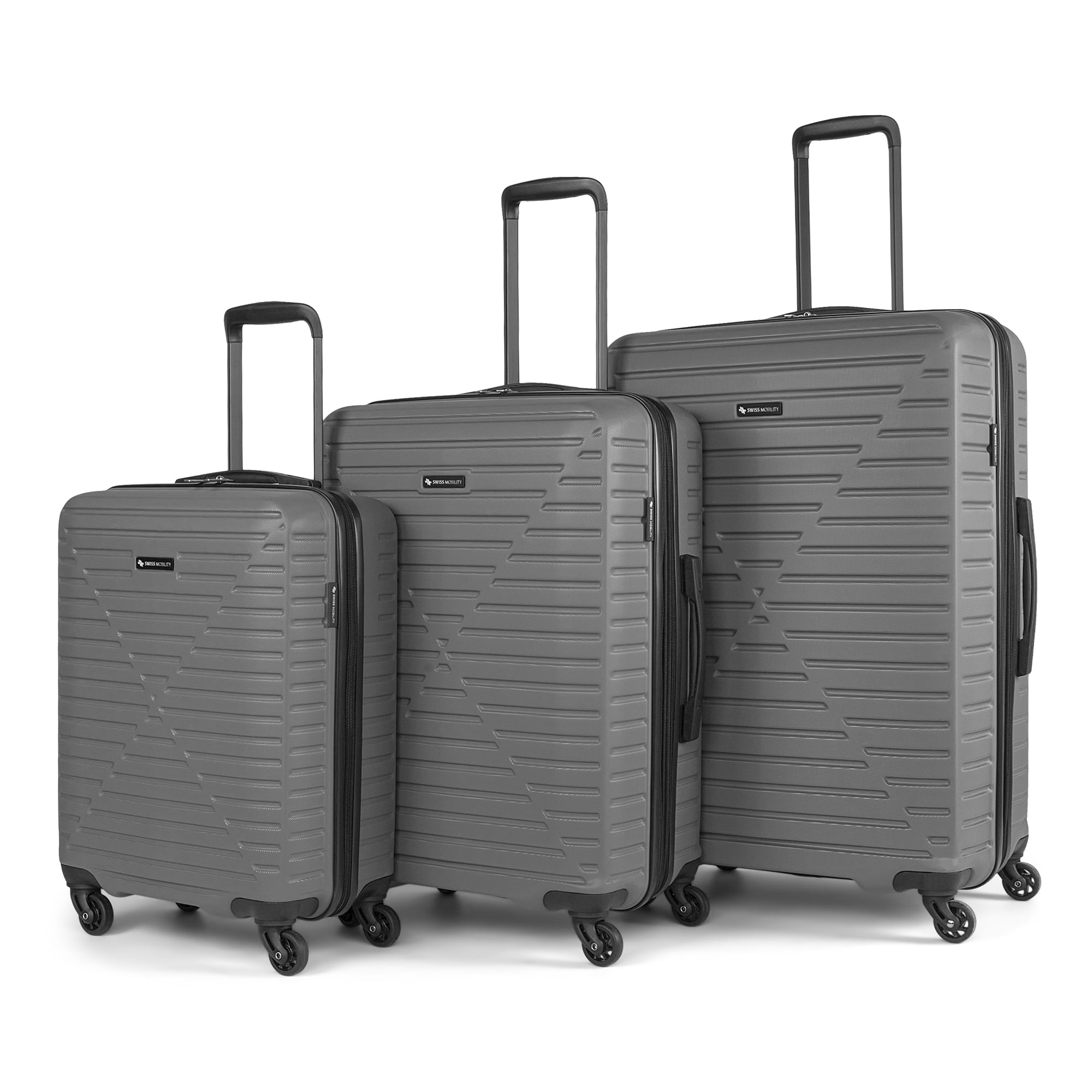 Swiss Mobility DCA 3 Piece Hardside Luggage Set Grey