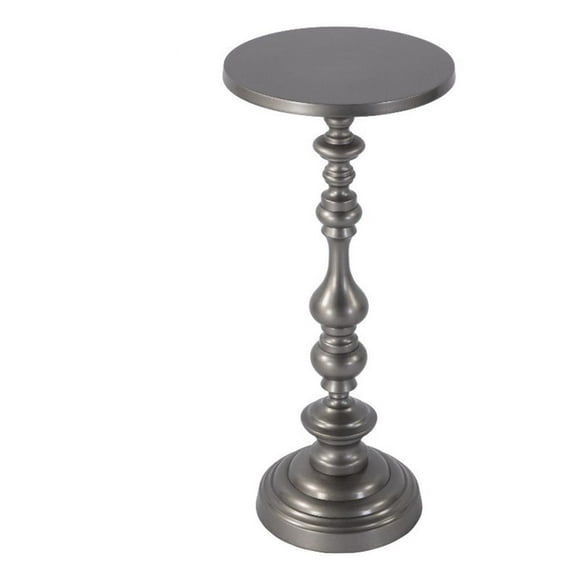Beaumont Lane Transitional 10"W Round Metal Pedestal End Table in Nickel