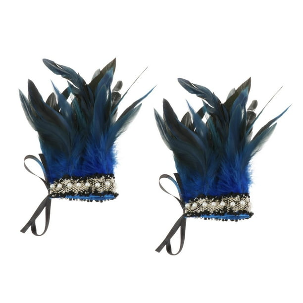 Puños de muñeca Fernando 2 piezas de felpa con plumas artificiales Steampunk gótico para baile de graduación Rave