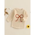 thumbnail image 5 of Suealasg Baby Girls Spring Fall Sweater Rompers Bow Embroidered Round Neck Long Sleeve Bodysuits Jumpsuits, 5 of 9