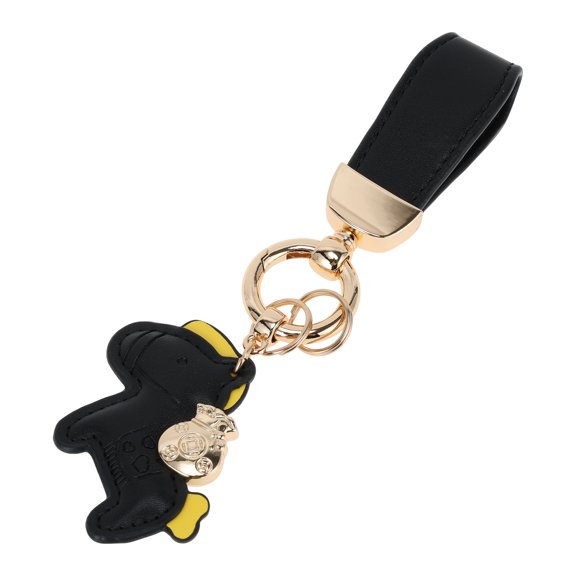 Unique Bargains 1 Pc Mini Horse Keychain Black PU Leather Zinc Alloy