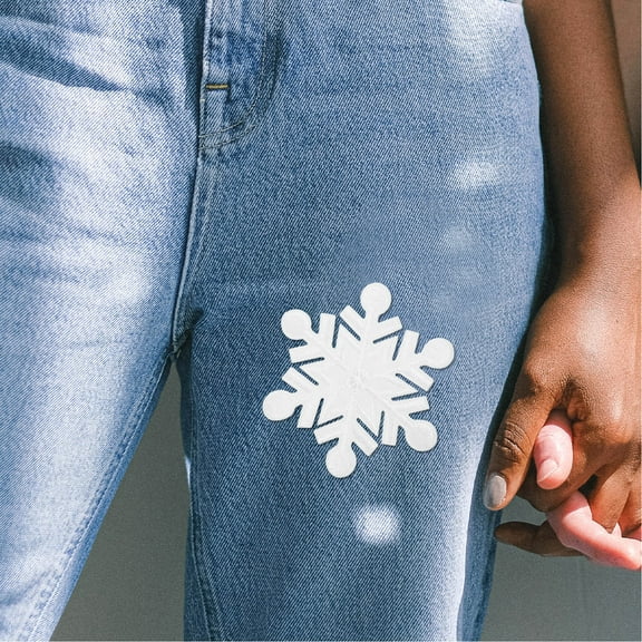 Mobestech White Snowflake Shaped Stickers Creative Clothing Patches 10Pcs