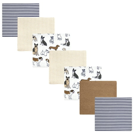Luvable Friends Hudson Baby Flannel Receiving Blankets 7pk, Playful Handsome Pups