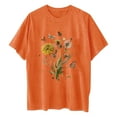 thumbnail image 6 of gbyLJF Women Short Sleeve Tops 2024 Summer Plus Size Printed Drop Shoulder Tee Loose Cotton Crew Neck T Shirts Orange S, 6 of 7