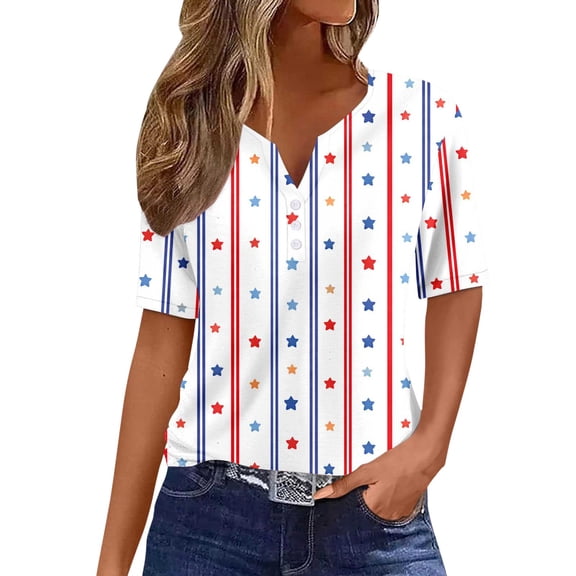 Womens Tops T-Shirts Patriotic Shirts Graphic 4Th of July Short Sleeve America 250Th V Neck Oversized Shirt Plus Size Tunic Tee
