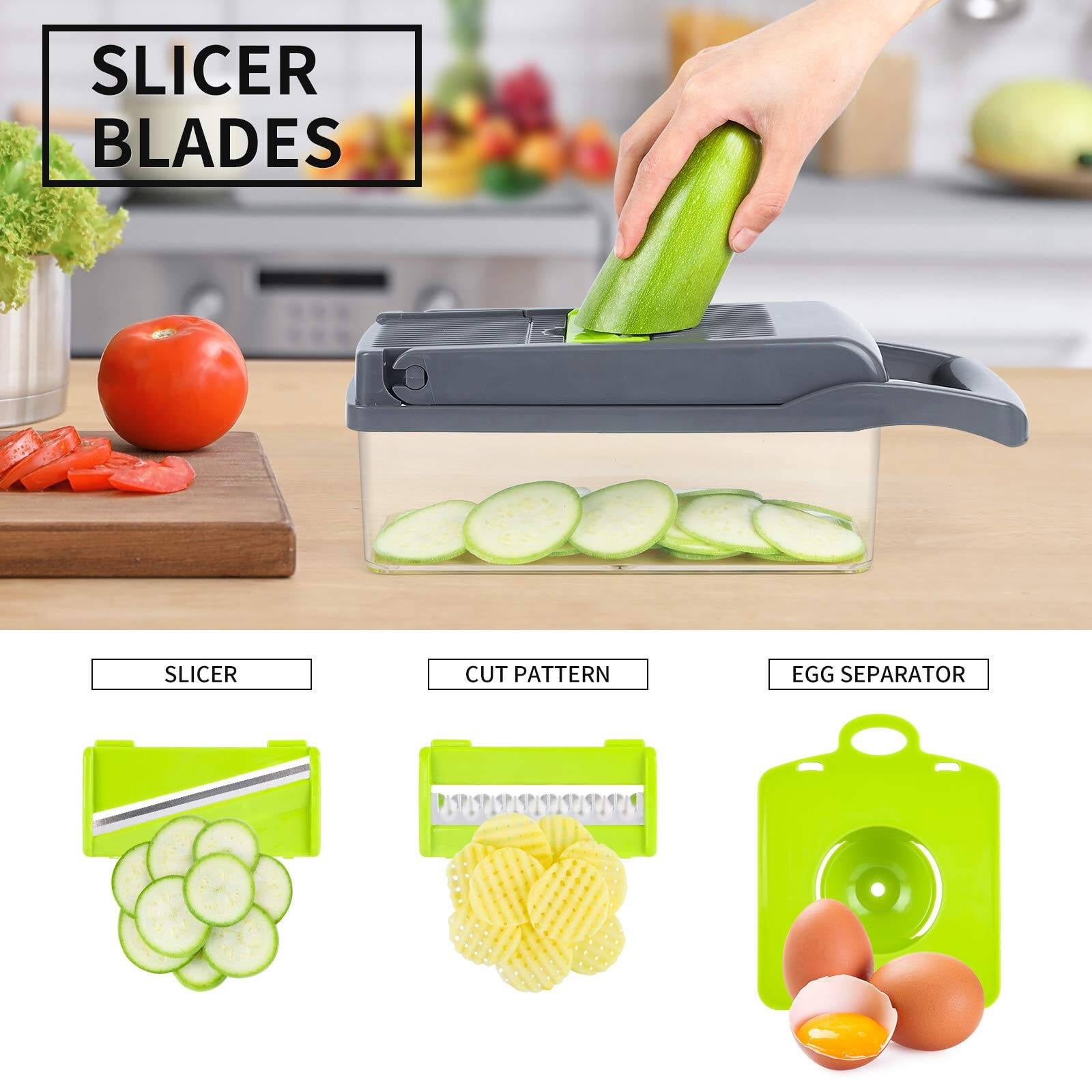 Cheer Collection Vegetable Chopper with Container - 10 in 1 Food Slicer  Vegetable Cutter with 8 Blades - Cheer Collection