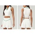 thumbnail image 2 of PISONIC 2 Piece Tennis Dress for Women Pleated Tennis Skirt Sleeveless Racerback Padded Crop Top Golf Workout Outfits, 2 of 6