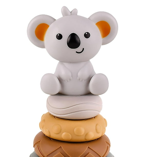 Baby Rings Bath Toy Teething Montessori Circles with koala