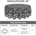 thumbnail image 3 of Mandala Black and White Waterproof Picnic Patio Party Round Table Cloth Cover Decorations Fabric 60 Inch Circular Tablecloth for 20-47 Inch Home Dining Room Kitchen Decor, 3 of 5