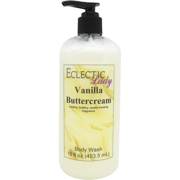 Vanilla Buttercream Body Wash by Eclectic Lady, Liquid Shower Gel for Women and Men, 16 Ounces