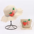 thumbnail image 2 of Conjunto de sombrero de paja de verano para niñas, bolso de mano, sombrero de Sol de flores, Sombrero de Panamá, sombrero de Sol para niños, niñas pequeñas, 2 of 4