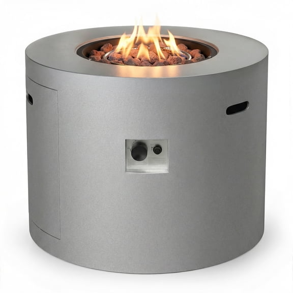 Kinger Home Loren 32-Inch Round Propane Fire Pit Table, Alloy Steel Outdoor Fire Pit with 50,000 BTUs, CSA Certified, Includes Lava Rocks and Weatherproof Cover